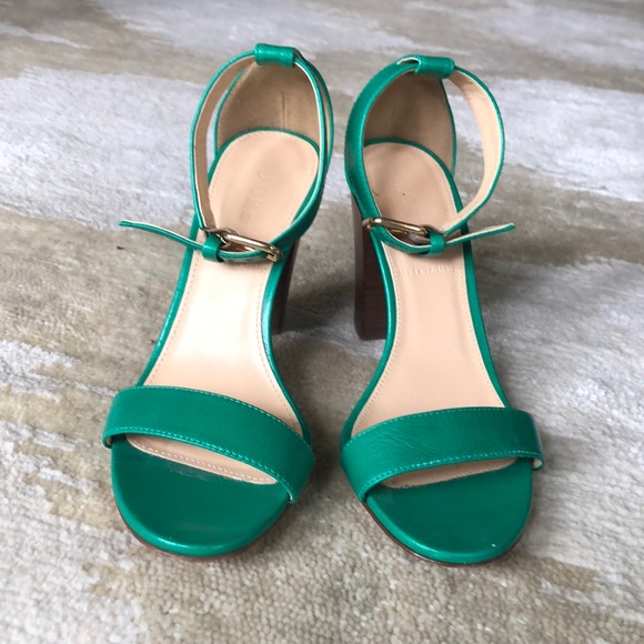 emerald green block heels